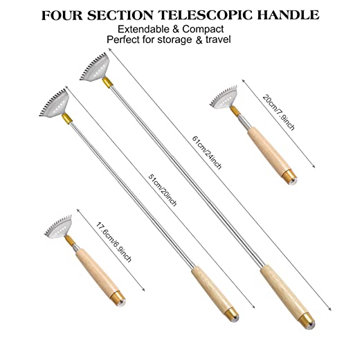 2Pcs Back Scratchers for Adults, Extended to 20 & 24 Inches - color: Natural Wood-2pack