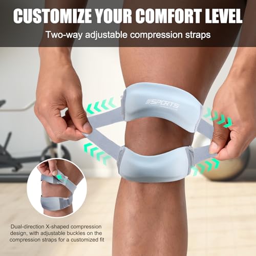 NuCamper Patellar Tendon Support Strap, Adjustable Patella Band Knee Brace for Men & Women Relief Knee Pain, Patella Stabilizer Knee Straps for Running, Basketball, Tendonitis, Jumpers Knees Blue - color: Blue