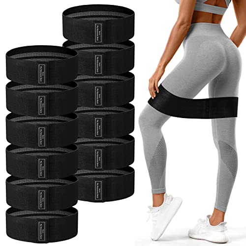 Lenwen 12 Pcs Fabric Resistance Bands Bulk - color: Black