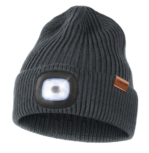 LED Beanie with The Light, Unisex Gifts for Men Dad Husband Him - color: Dark Blue Gray
