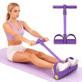 Resistance Band with Foot Pedal, Elastic Pull Rope for Sitting Row, Yoga, Stretching, Waist Training - color: Purple