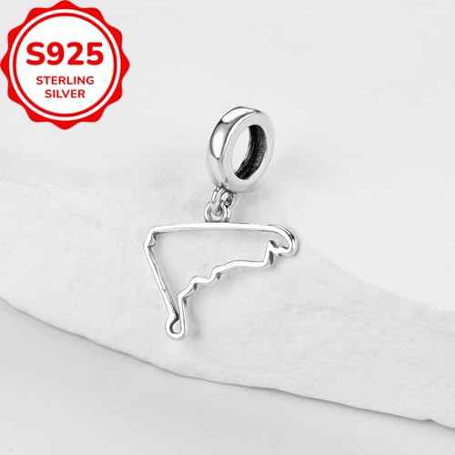 F1&Famous Race Racetrack Charm for Bracelet Necklaces, S925 Sterling Silver Charms, UK Brazil Spain Race Track Charms Jewelry Racing Souvenirs Gift - color: Race Racetrack Q3665