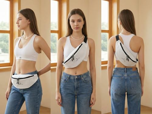 Premium TPU Fanny Pack for Women,Water-Resistant & Easy-Clean Sling Bag, Soft,Anti-Yellow Durable Crossbody bag for Travel,Work,Daily commute, coffee shop, city walk - color: White