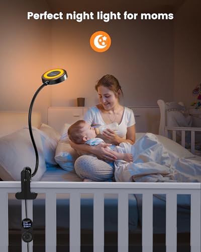 Glocusent 72 LED Clip on Lamp, Dorm Desk Lamp with 1700K Amber Night Light - color: Black