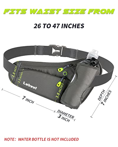 Running Belt, Waterproof Hydration Belt with Water Bottle Holder Hiking Walking Waist Pack Reflective Adjustable Fanny Pack Compatible for Phone Waistband Outdoor - color: Grey