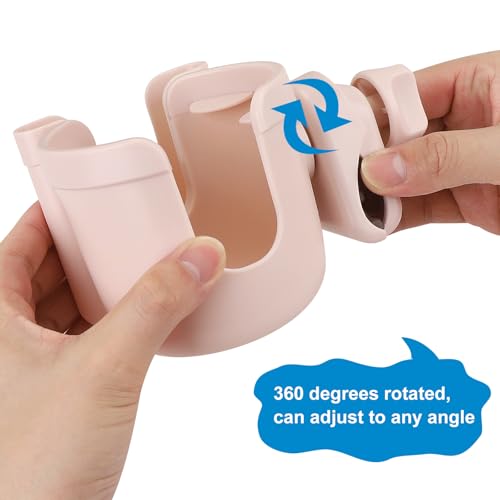 Accmor Stroller Cup Holder with Phone Holder, Bike Cup Holder, Walker Scooter Wheelchair Cup Holder Attachment, Universal Cup Holder for Uppababy Graco Strollers - color: All Crystal Pink