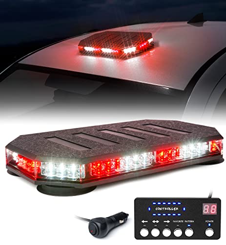 LUMENIX 42 LED Roof Top Strobe Beacon Light Bar, Patent Design, Red White - color: White Red