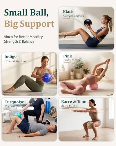 Trideer 9 Inch Pilates Ball with Inflation Straw, Small Exercise Yoga Ball - color: Indigo