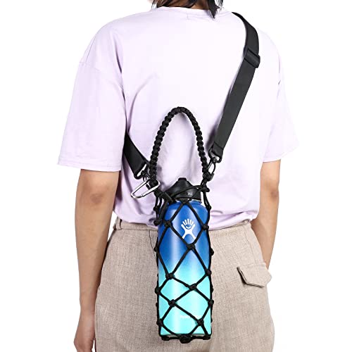 Water Bottle Carrier Strap Wine Cup Holder for Sports Bottle Sling Water Flask 17-25oz 32oz-40oz 64oz - color: Black (32oz-40oz)