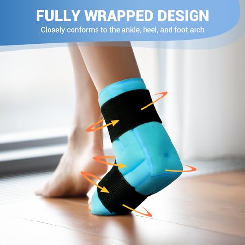 Comfytemp Ankle Foot Ice Pack Wrap for Plantar Fasciitis Relief, Reusable - color: Blue, size: Large