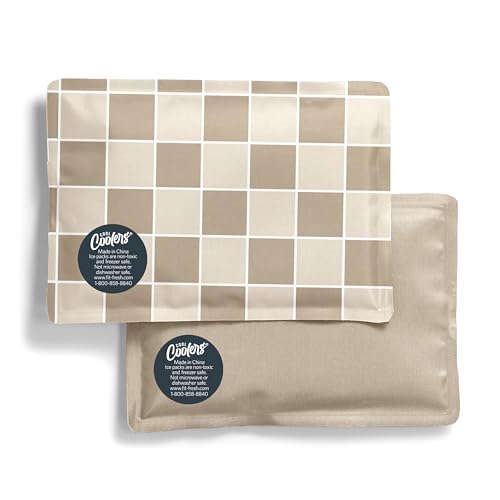 Fit & Fresh Cool Coolers Soft Ice Packs for Lunch Bags & Coolers, 2pk - color: Taupe Checkerboard (2 Pack)