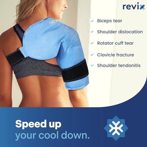 REVIX Shoulder Ice Pack Wrap for Rotator Cuff, Reusable Gel Cold Pack - size: Standard, style: Blue