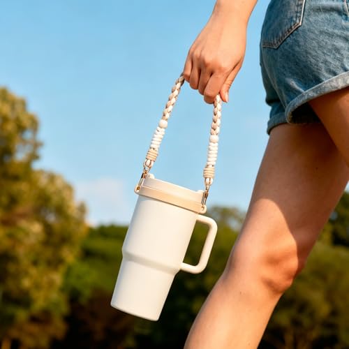 Water Bottle Handle Strap Compatible with Owala Water Bottle - color: Cream