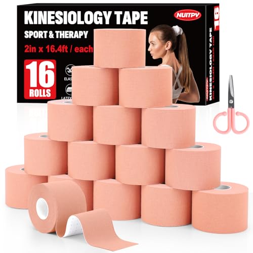 16 Rolls Skin Color Kinesiology Tape, 2 inch x 16.4 Feet Kinetic Tape - color: Skin Color-16