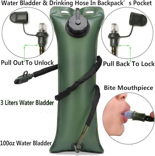 Tactical Water Hydration Pack Military 3L Water Bladder Carrier Backpack Leakproof for Running Jogging Cycling Hiking - color: Army Green