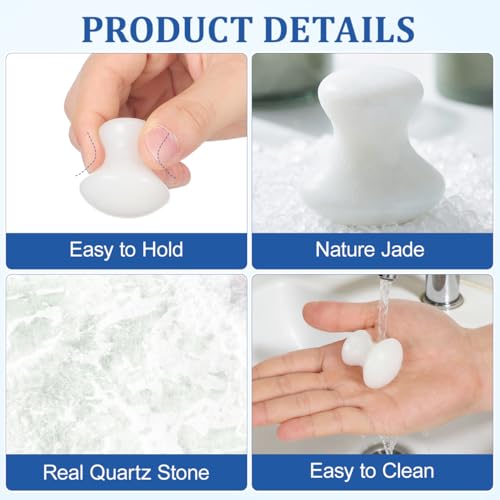 Uonlytech 2Pcs Gua Sha Facial Tools, White Jade Quartz Massage Gua Sha Rollers Stones Scraping Massage Tool for Women Home Spa