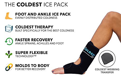 Coldest Foot Ankle Achilles Pain Relief Ice Wrap with 2 Cold Gel Packs | Best for Achilles Tendon Injuries, Plantar Fasciitis, Bursitis & Sore Feet Built for Cold Therapy (2-Pack) - color: 2-Pack