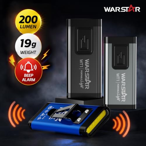 WARSTAR Keychain Flashlight with Personal Safety Alarm, 200LM Mini EDC Light, USB-C Rechargeable Emergency Siren for Women & Night Safety (6pack,Black*3&Blue*3) - color: 6pack,Black*3&Blue*3