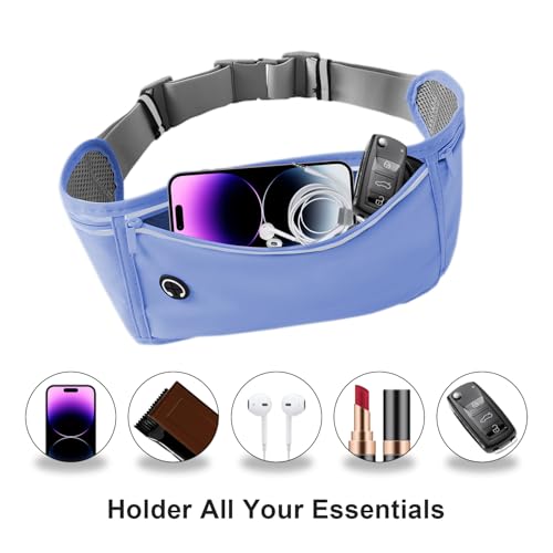 Slim Running Belt for Women Men,Runners Fanny Pack Phone Holder,Money Belt,Running Gear Accessories,with 3 Pockets.(Blue) - color: Blue