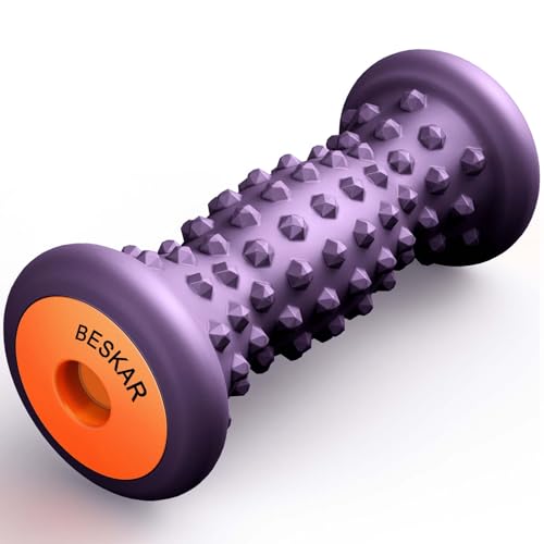 BESKAR 2 Pack Foot Rollers Bundle Deal- Black and Dark Purple, Foot Massage Roller for Relief Plantar Fasciitis