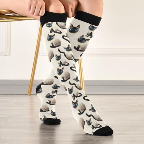 Wusikd Heartbeat Symbol Compression Socks for Women and Men Circulation Black Long Socks for Athletic Running 1 - color: Cat