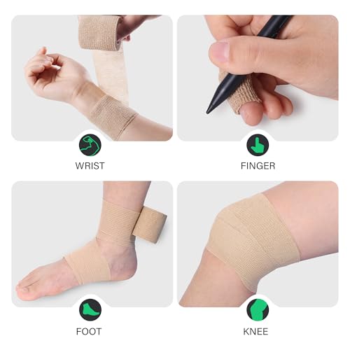 Self Adherent Cohesive Bandages 2" X 5 Yards Elastic Self Adherent Tape, Athletic Tape Colorful 12 Rolls Used for Wraps, Sports Tape