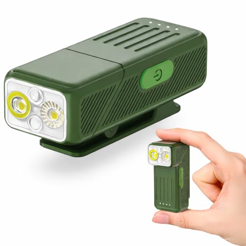 Clip-On Flashlight, Rechargeable Running Light with Rotating Head, 500LM - color: Olive