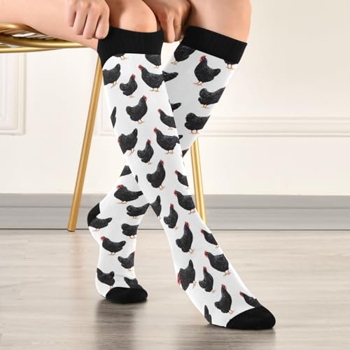Wusikd Cats Compression Socks for Women and Men Circulation Cute Long Socks for Athletic Running 1 - color: Chicken