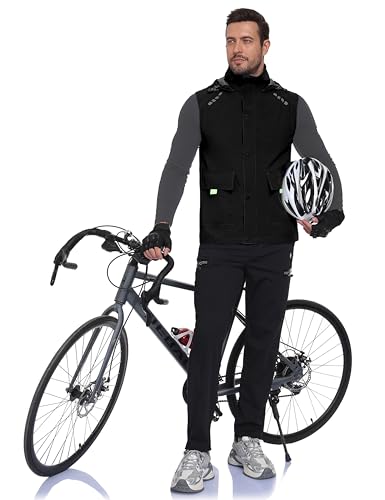 Little Donkey Andy Men's Hooded Cycling Vest - color: Black, size: Medium