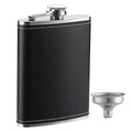 1 Pack Flask for Liquor and Funnel, Premium 8 Oz Leak Proof 18/8 Stainless Steel Pocket Hip Flask with Black Leather Cover, Great Gift Idea