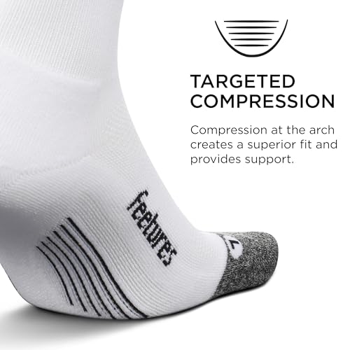 Feetures Elite Light Cushion Mini Crew Sock - color: White High Top Stripe (1 Pair), size: Medium