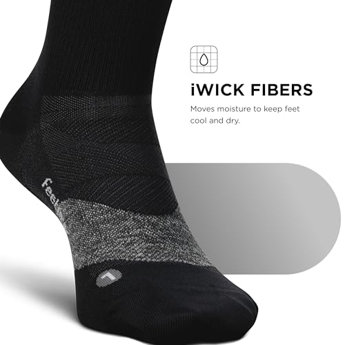 Feetures Elite Light Cushion Mini Crew Sock - color: New Black (1 Pair), size: Medium