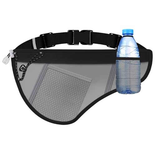 SooGree Men Women Sports Running Waist Bag, Waterproof Fanny Packs with Adjustable Belt, Waist Fanny Pack Bag with Water Bottle Holde for Running Hiking Walking Biking - color: GSP8807 Black Top-Gray Bottom