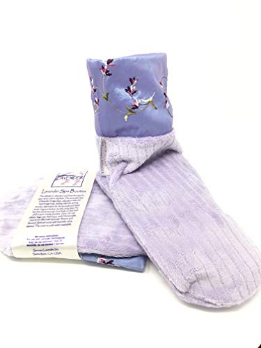 Sonoma Lavender Spa Booties, Microwavable Heated Slippers, Luxury Herbal Booties, Herbal Aromatherapy Foot Warmer - color: Embroidered Lavender, size: 10