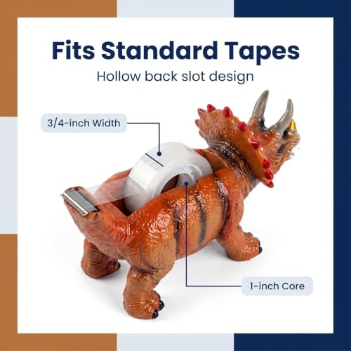 Triceratops Dinosaur Tape Dispenser Resin Heavy Duty Cute Desk Stationery