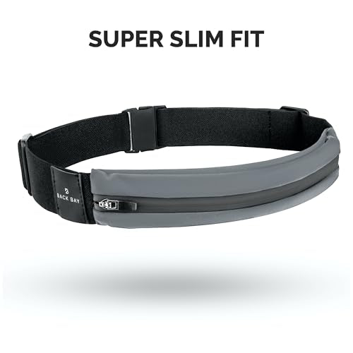 No-Bounce Slim & Secure Running Belt, Fits ALL Phones, Keys, Cards, Gels - color: 4. Grey