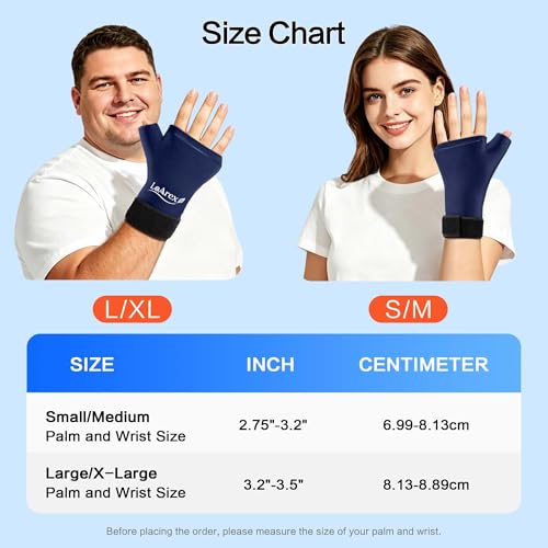 Wrist Ice Pack Wrap with Thumb Brace 2 Pack, Reusable Gel Hot Cold Therapy Glove for Carpal Tunnel Arthritis Tendonitis, Fits Left Right Hand S/M Blue - color: Blue, size: S/M