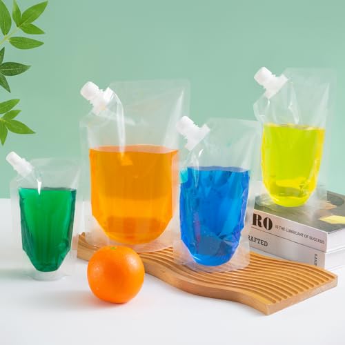 Plastic Flasks, Reusable Juice Bags, Leak-Proof, BPA-Free for Travel, Outdoor Sports, Concerts, Events(8OZx6-16OZx6-32OZx4) - color: 16 Pcs【8OZx6-16OZx6-32OZx4】