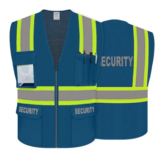 Security Vest for Guard, Safety Vest with Pockets, Blue, XL - color: Blue-security, size: X-Large