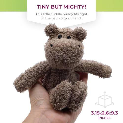 Thermal-Aid Zoo Mini — (Happy the Hippo) — Mold-Resistant, Washable Hot & Cold Pack for Kids — Heating and Cooling Pad with Natural Corn Filling — Reusable Plush Toy - size: Mini Hippo