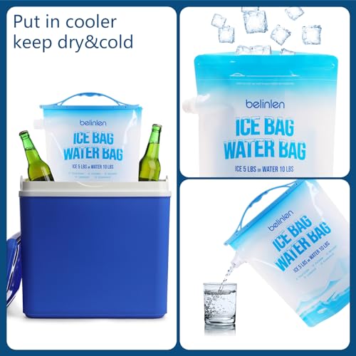 6 Pack Reusable Ice Bags for Cooler 5lb / 10lb Cooler Ice Cube Bag - size: 5lb/6Pack