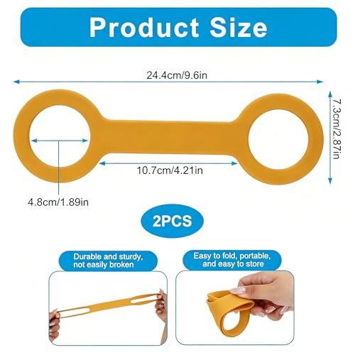 2 Pack Water Bottle Accessories Carrier Grip, Non-Slip Silicone Handle Strap Makes Any Bottle Handheld, Soft Band Holder for Gym During Workouts (Khaki 2pcs) - color: Khaki 2pcs