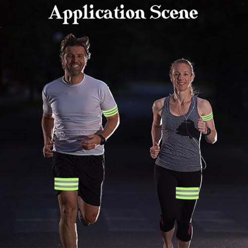 CREATCABIN 4 Pack Reflective Arm Strap Green Event Wristbands Green Yellow Polyester Reflectors Night Light High Visibility H - color: Green Yellow