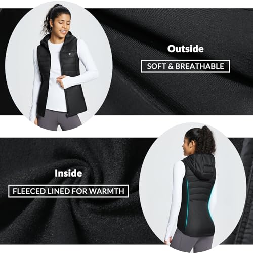 baleaf Women's Winter Running Vest Fleece Hooded Jacket Warm Slim fit - color: Black, size: Medium