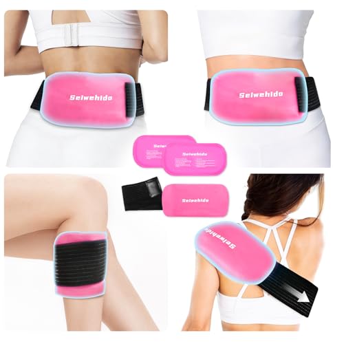 Ice Packs for Injuries Reusable Gel 2 Hot Cold Compress Therapy Pack - color: Hot Pink, size: Large 12 x 6 Inch