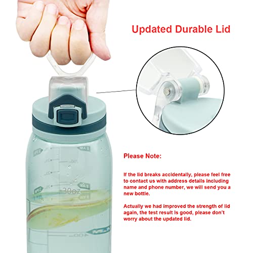 30oz Tritan Water Bottle with Time Marker, 1-Pack, Clear Green - color: Clear Green
