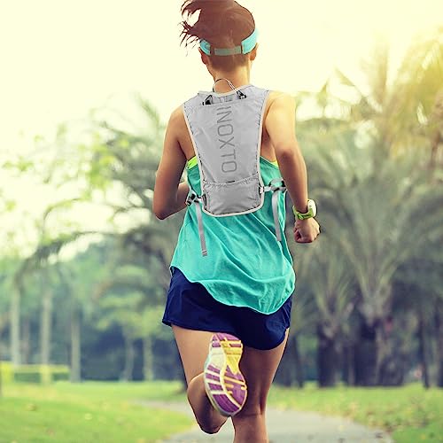 INOXTO Running Hydration Vest Backpack,Lightweight Insulated Pack with 1.5L Water Bladder Bag Daypack for Hiking Trail Running Cycling Race Marathon for Women Men - color: light gray