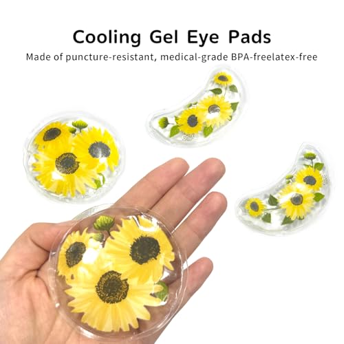 4PCS Gel Eye Ice Pack Set Reusable, Cold and Hot Compress for Eyes - color: Yellow Flowers