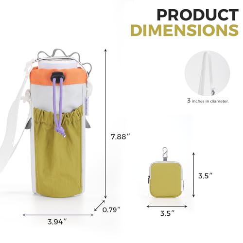 Water Bottle Holder with Strap Fits 16-24oz Bottle, Water Bottle Carrier with Earphone Bag, Hands-Free Crossbody Bottle Bag for Dog Walking, Travel, Hiking & Everyday Use - color: Khaki