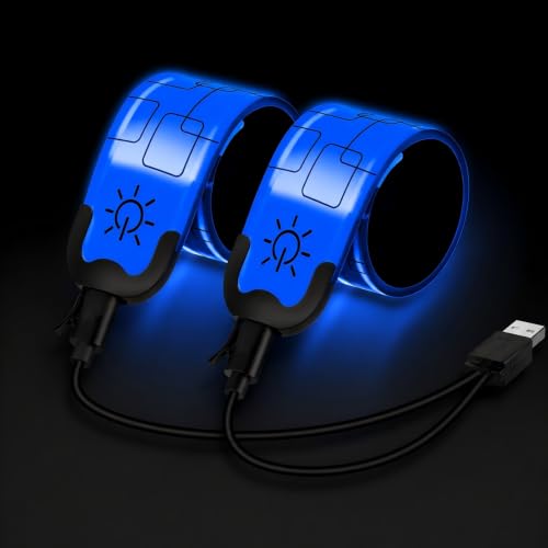 LED Armband Rechargeable, 2Pcs High Visibility Running Gear for Night - color: Blue